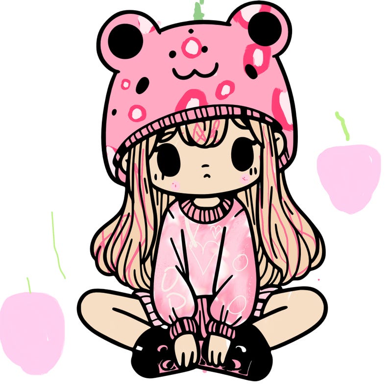 a girl wearing a frog hat and some frog socks