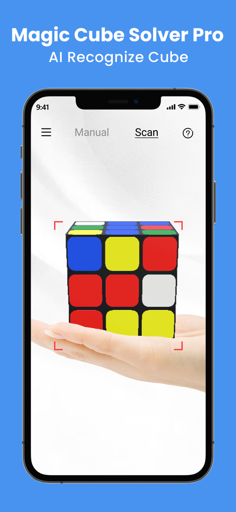 Application Magic Cube Solver Pro scannant un Rubiks cube avec reconnaissance par caméra IA