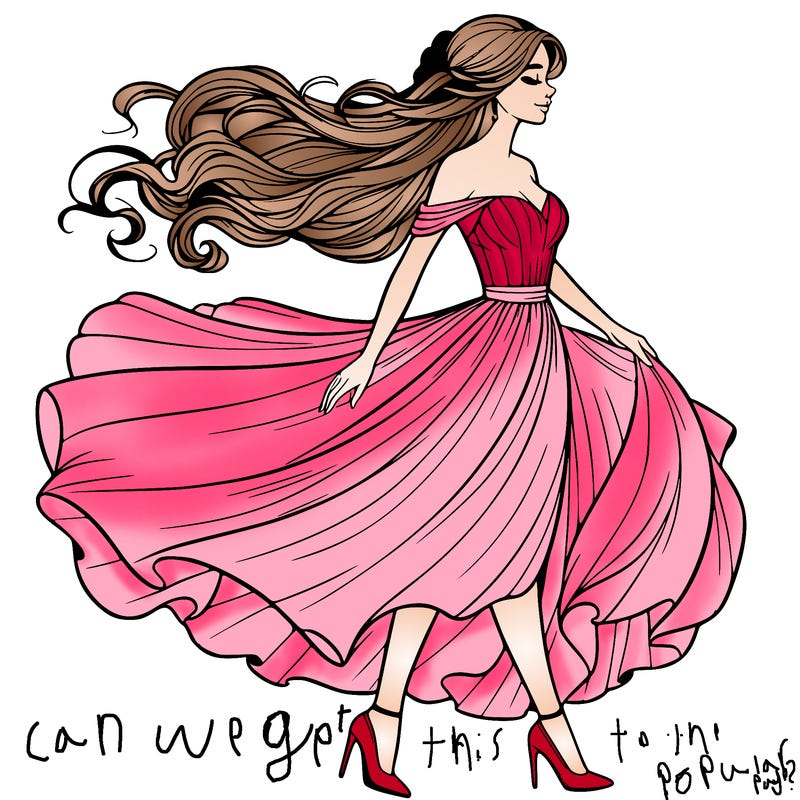 realistic woman in a dress flowing in the wind