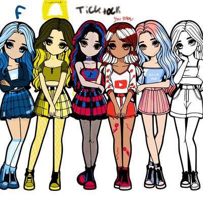 a group of girls realistic