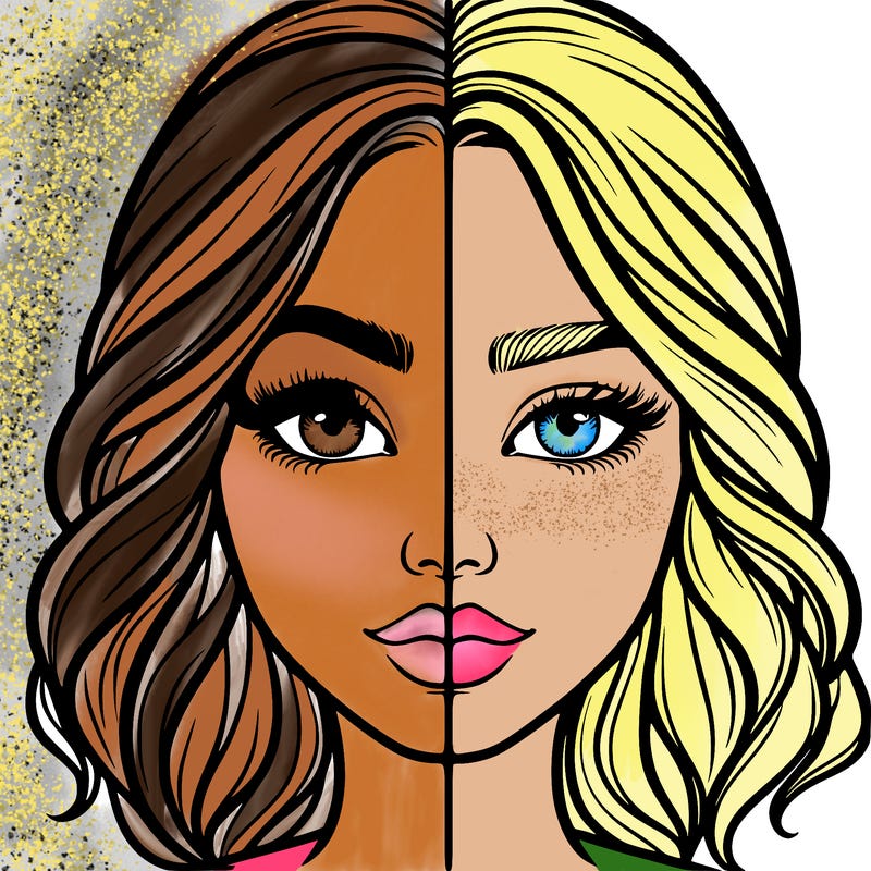 realistic girl split half