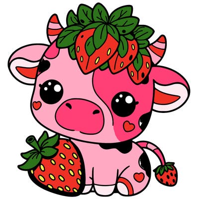 cute strawberry cow