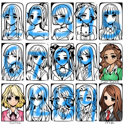 girls that look diffrent anime