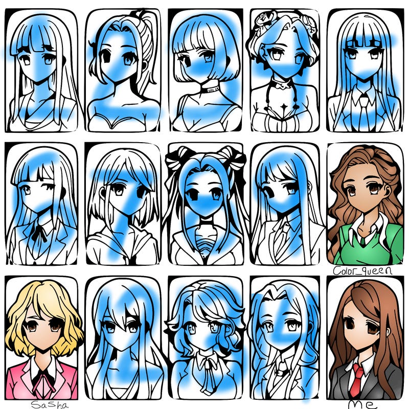 girls that look diffrent anime