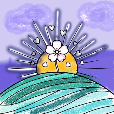 a solitary flower 🌸 on a hill with a day illuminated by love.