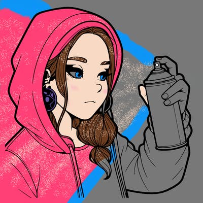 a realistic girl, spray painting