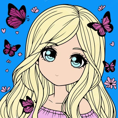 realistic girl with butterflies around her