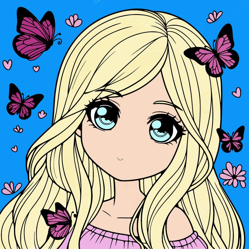 realistic girl with butterflies around her