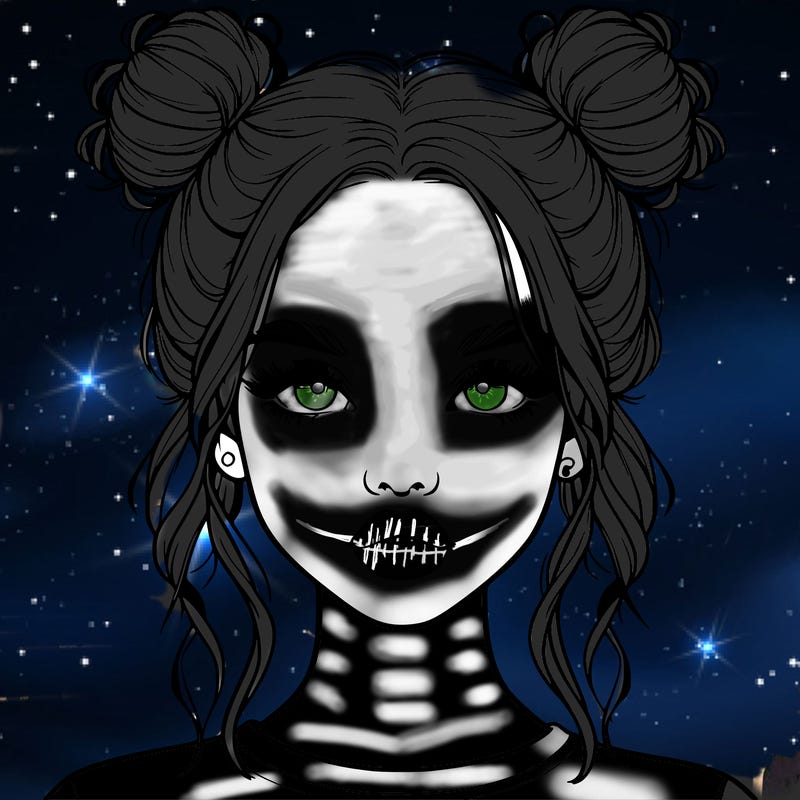 realistic girl with two buns in hair and lips