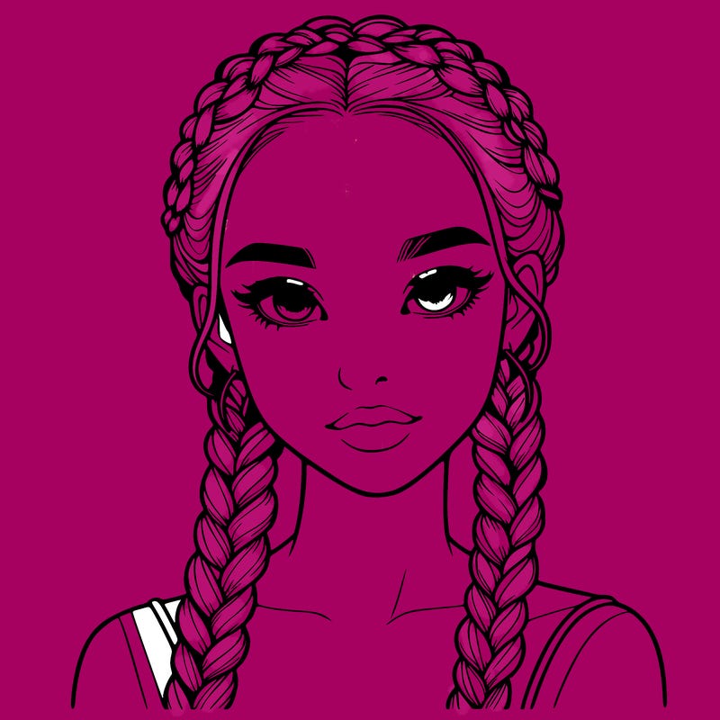 realistic girl with braids
