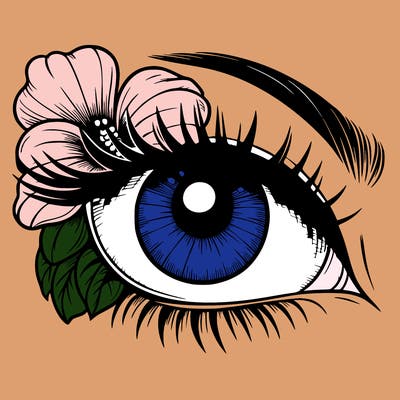 realistic eye with flower