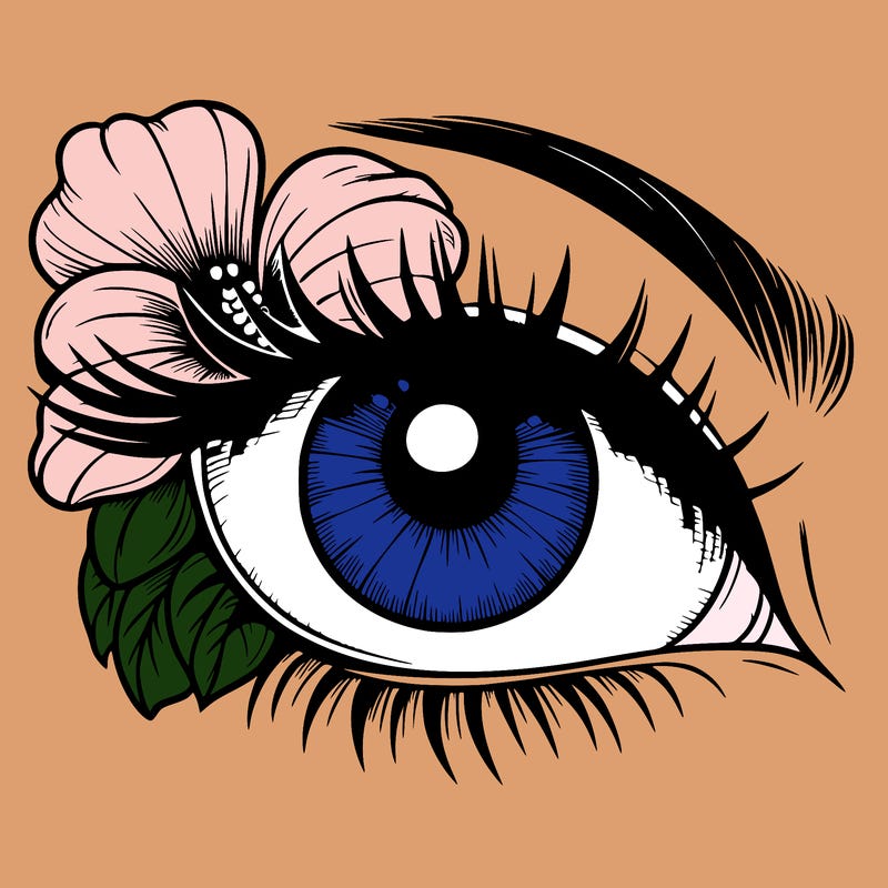 realistic eye with flower