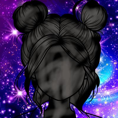 realistic girl with buns on the top of her hair