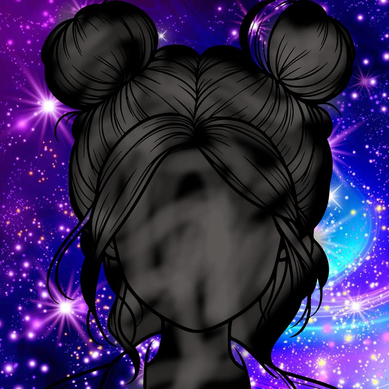 realistic girl with buns on the top of her hair