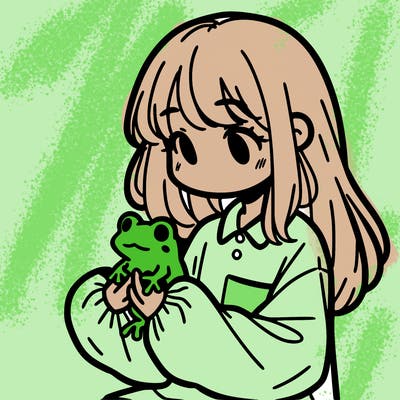 girl with long hair and a oversized shirt. and she is holding a frog