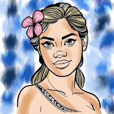 a realistic polynesian woman with a samoan pacific look and a taupou