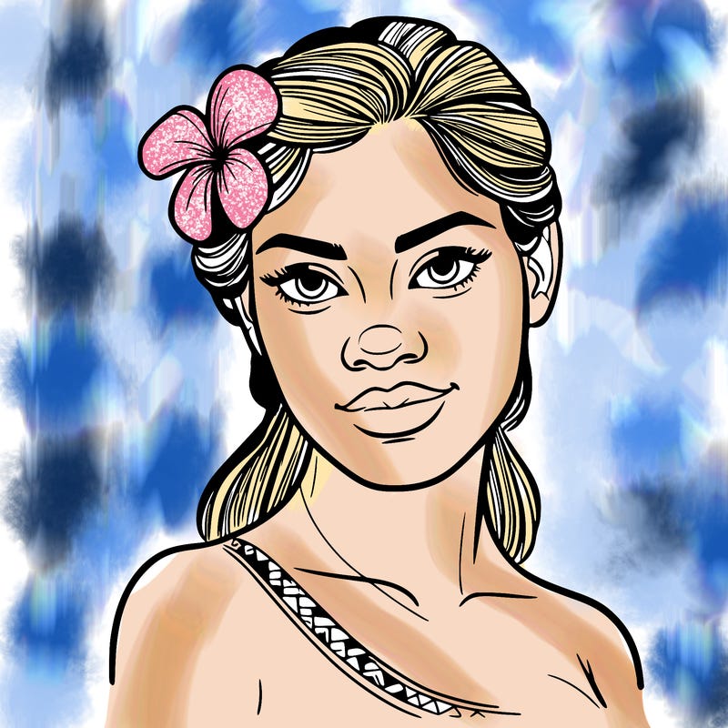 a realistic polynesian woman with a samoan pacific look and a taupou