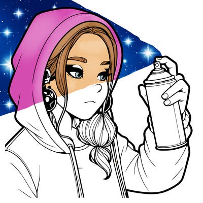 a realistic girl, spray painting