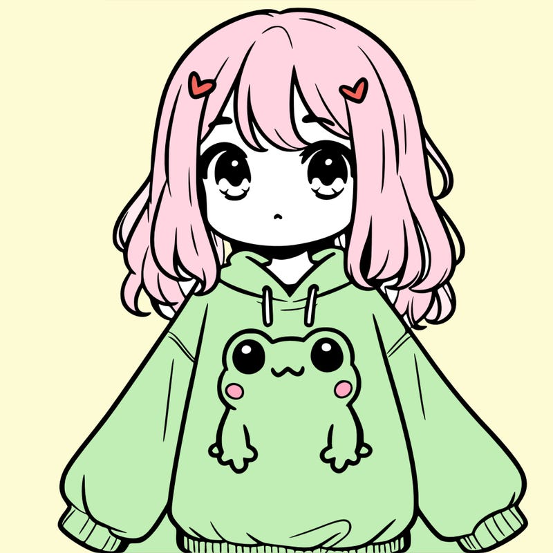 girl wearing frogging sweatshirt