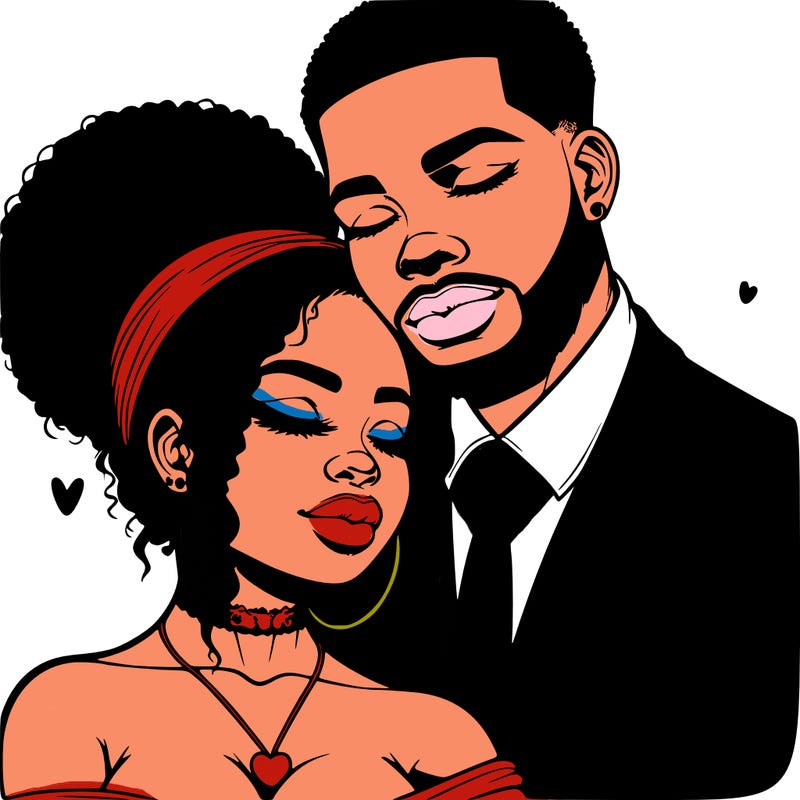 realistic love couple african-american