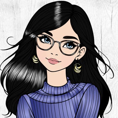 realistic girl with glasses