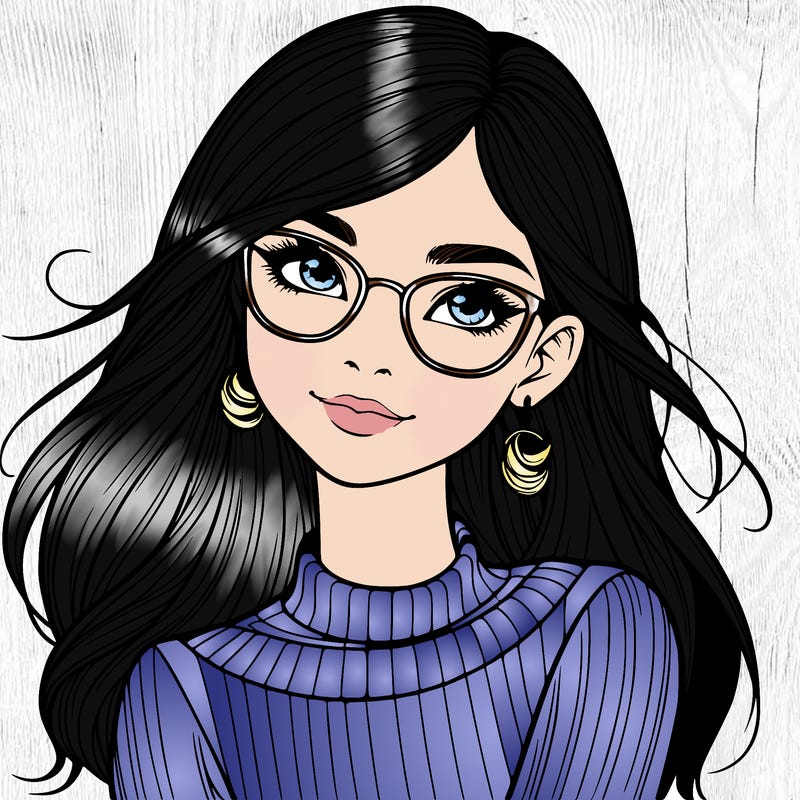 realistic girl with glasses