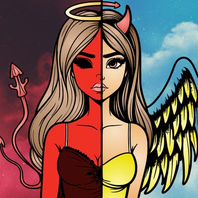 devil vs angel realistic girl