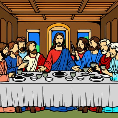 jesus shares the last supper with twelve apostles