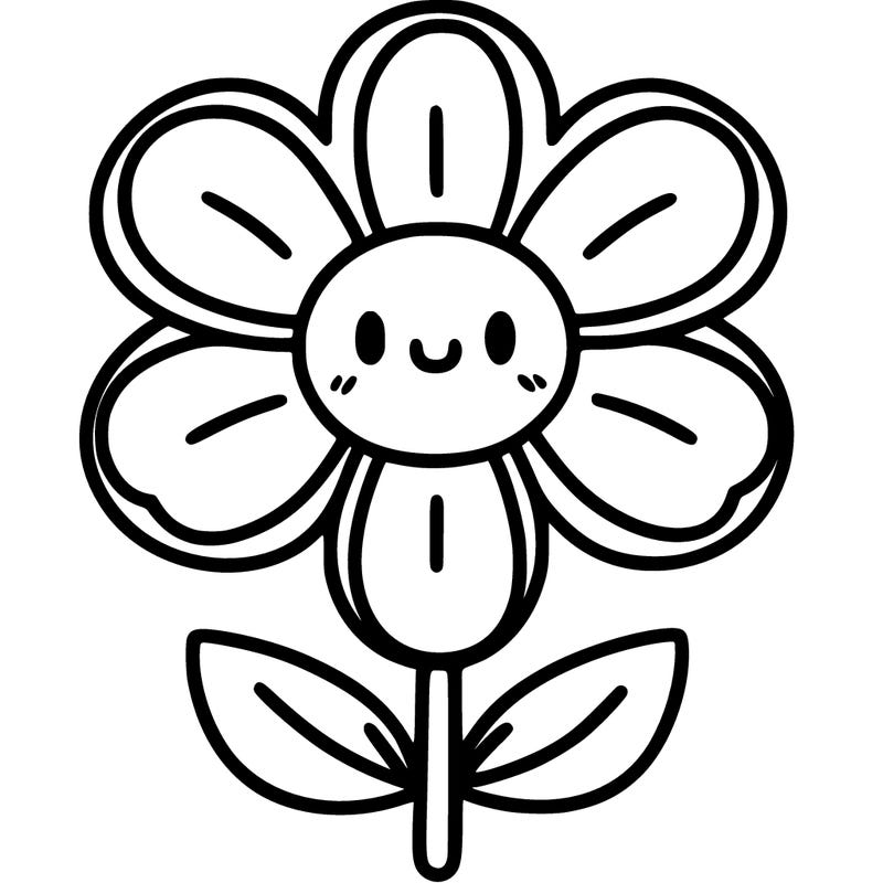 flower with 7 petals with face and body with petals on head