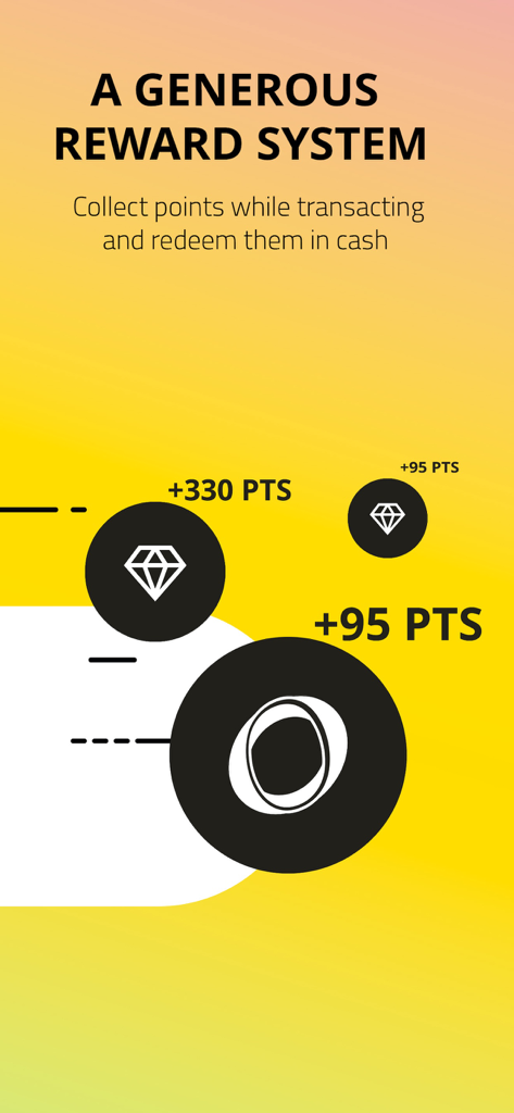 OMT Pay - OMT Pay app rewards system interface showing points earned and cash redemption options
