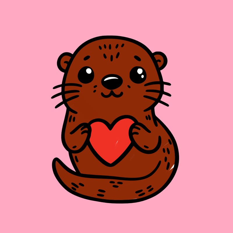 otter with a heart