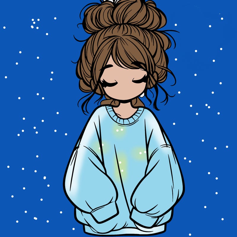 girl with baggy sweatshirt and messy bun