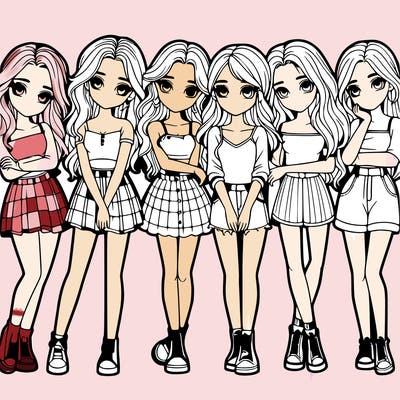 a group of girls realistic