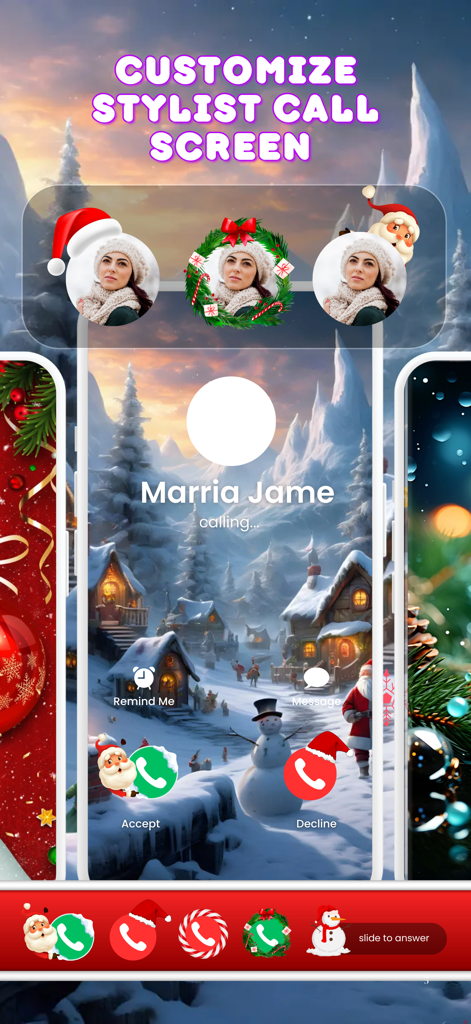 Call Posters - Call Theme - A stylish Christmas call screen with a snowy winter background and festive caller buttons