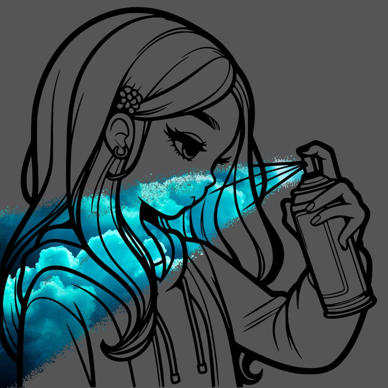 a realistic girl spray painting