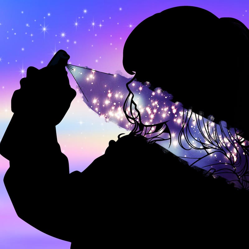 a realistic girl spray, painting