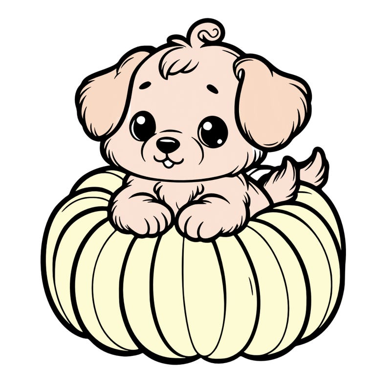 cute little puppy in a pumpkin