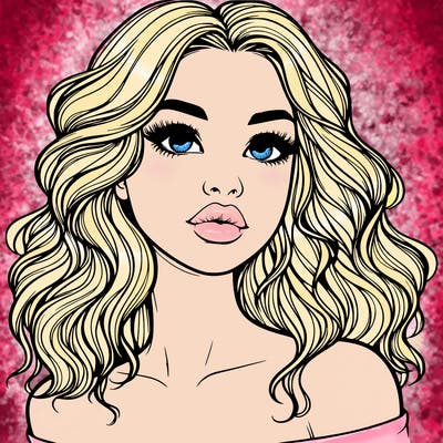 realistic girl with wavy hair and lips