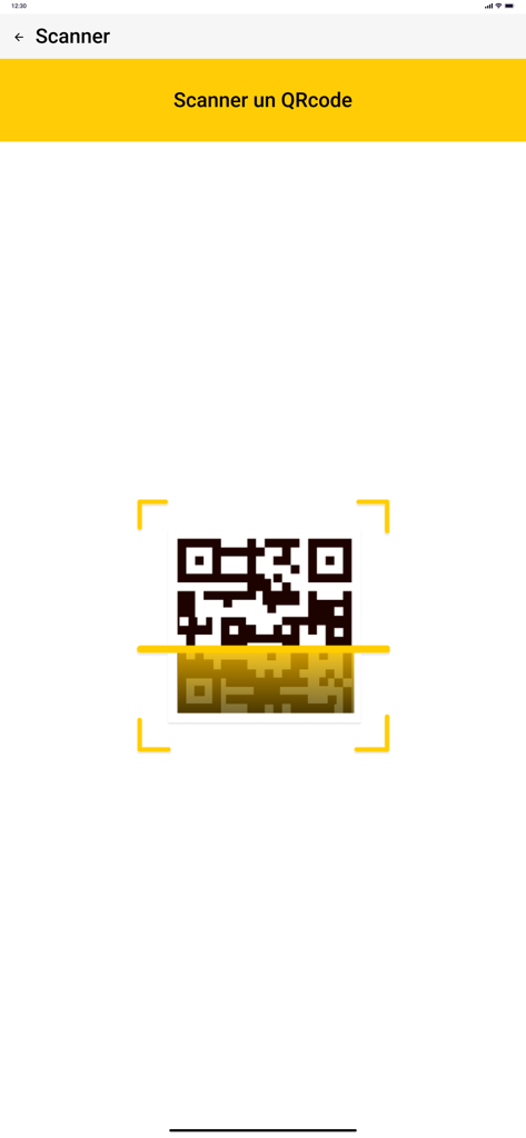 SNC Qr Code - Interfaz del escáner de la aplicación SNC QR Code escaneando un código QR