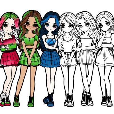 a group of girls realistic