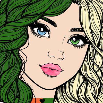 beautiful realistic girl close up to the camera with wavy hair,