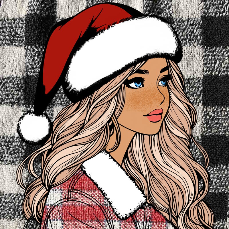 realistic girl in santa hat