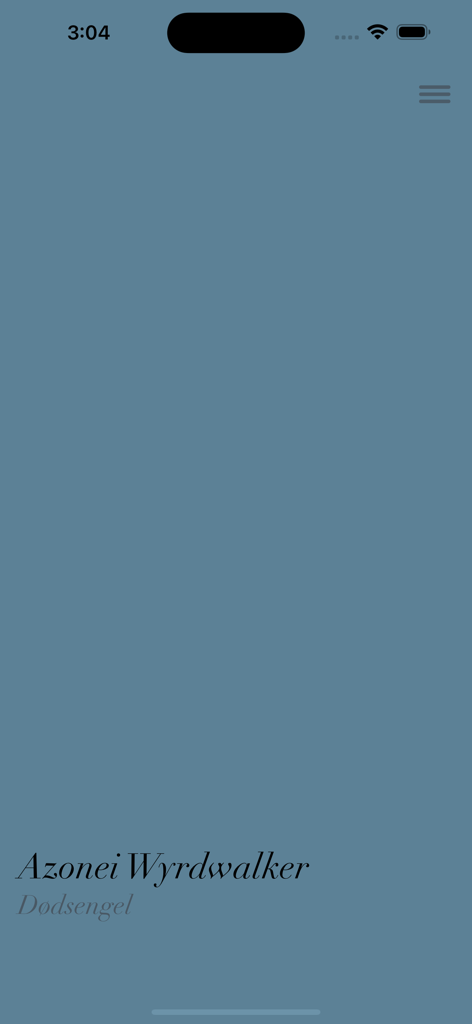 Play Audio - トラック情報にエレガントなセリフ体フォントを使用した、クリーンな青い背景のミニマリスト音楽プレーヤーインターフェース。