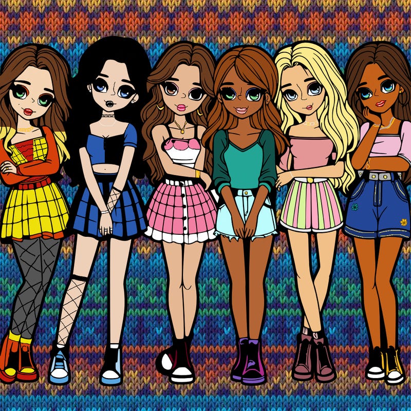 a group of girls realistic