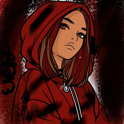 a realistic girl in a hoodie