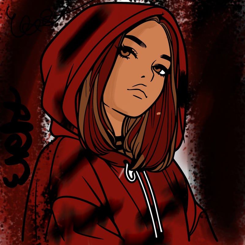 a realistic girl in a hoodie