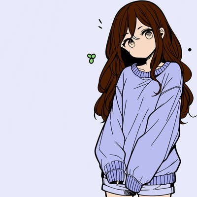 manga teen girl  in a sweater and baggy pants