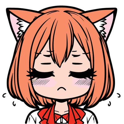 anima cat girl with frown closed mouth