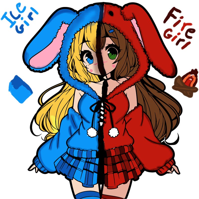 pretty anime girl wearing a fluffy hoodie with bunny ears on the hood and a skirt