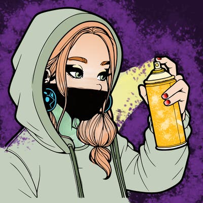 a realistic girl, spray painting